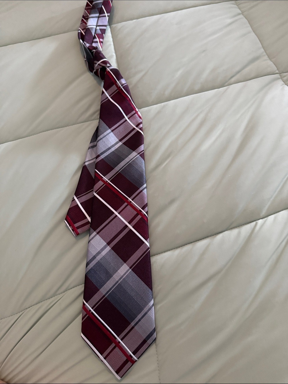 Stafford Burgundy and Gray Plaid Men's Tie